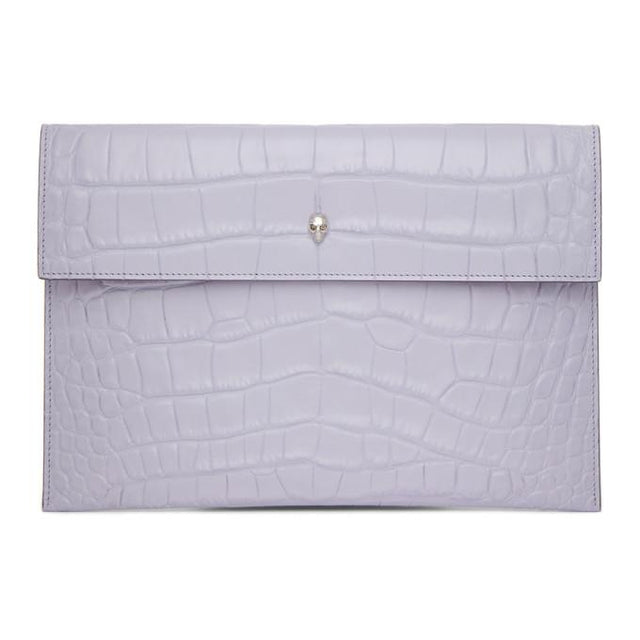 Alexander McQueen Purple Croc Envelope Pouch