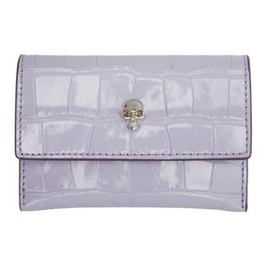 Alexander McQueen Purple Croc Skull Envelope Card Holder