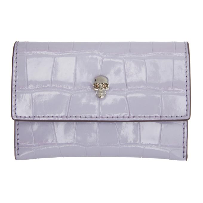 Alexander McQueen Purple Croc Skull Envelope Card Holder