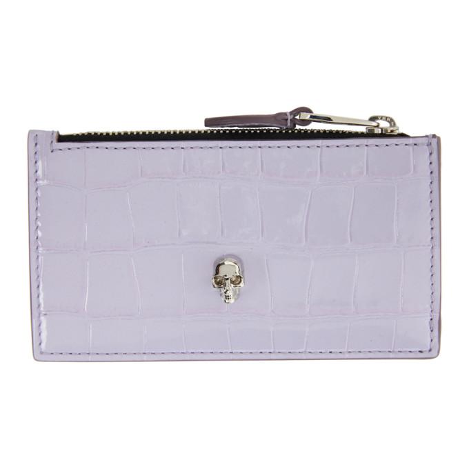 Alexander McQueen Purple Small Skull Zip Card Holder