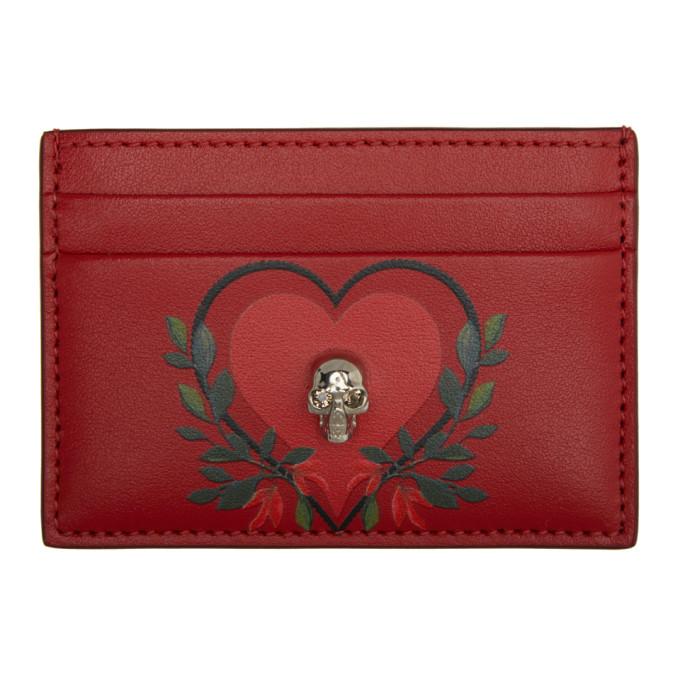 Alexander McQueen Red Skull Heart Card Holder