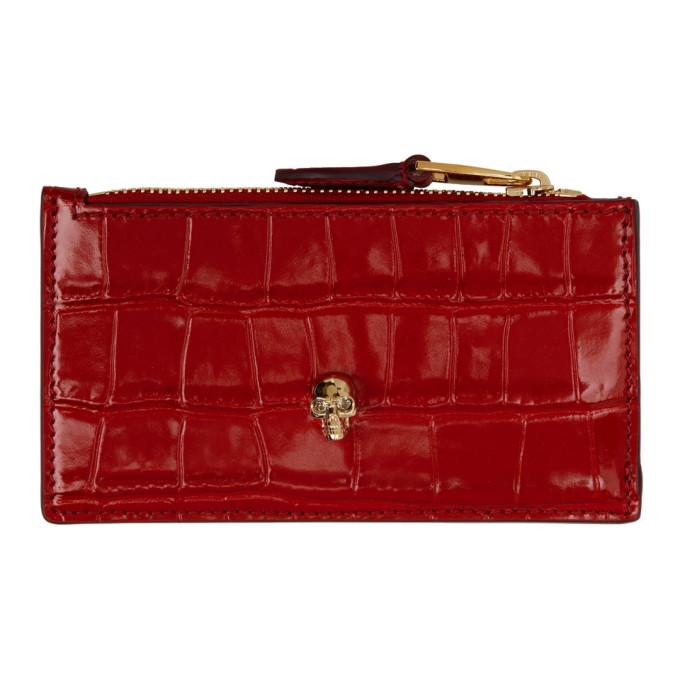 Alexander McQueen Red Skull Zip Card Holder