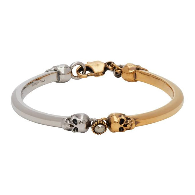 Alexander McQueen Silver and Gold Skull Bracelet