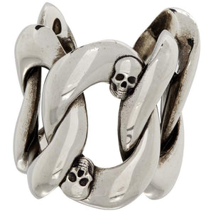 Alexander McQueen Silver Chain and Skull Ring