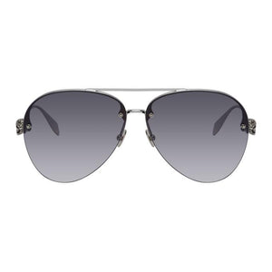 Alexander McQueen Silver Skull Aviator Sunglasses