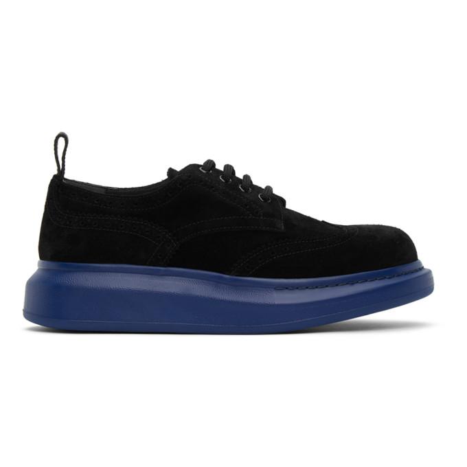 Alexander McQueen SSENSE Exclusive Black and Blue Hybrid Oversized Brogues