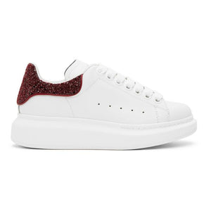 Alexander McQueen SSENSE Exclusive White and Red Glitter Oversized Sneakers