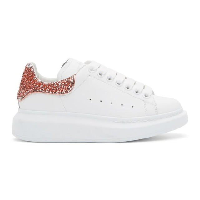 Alexander McQueen SSENSE Exclusive White and Rose Gold Glitter Oversized Sneakers