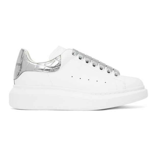 Alexander McQueen SSENSE Exclusive White and Silver Croc Tab Oversized Sneakers