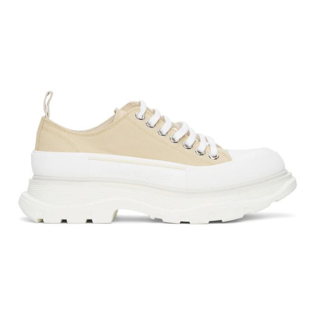 Alexander McQueen Tan Canvas Platform Sneakers