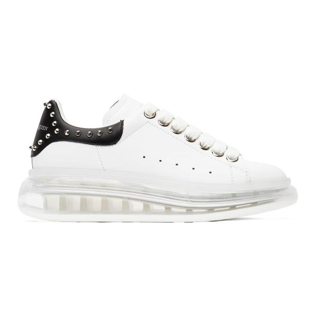 Alexander McQueen White and Black Studded Clear Sole Oversized Sneakers