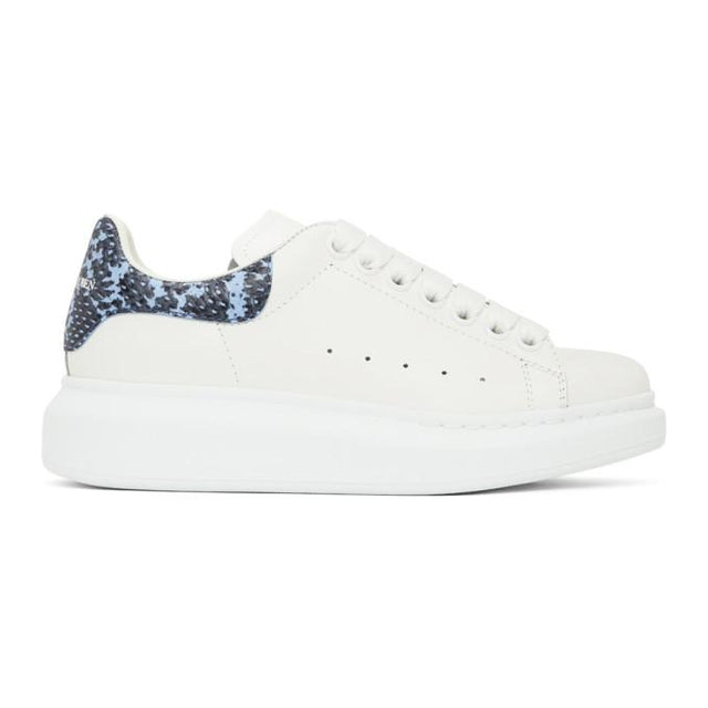 Alexander McQueen White and Blue Snake Oversized Sneakers