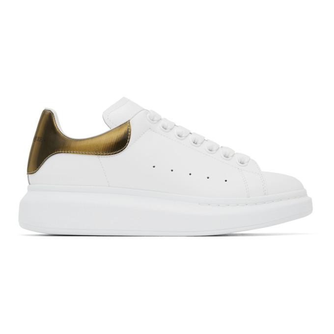 Alexander McQueen White and Gold Oversized Sneakers