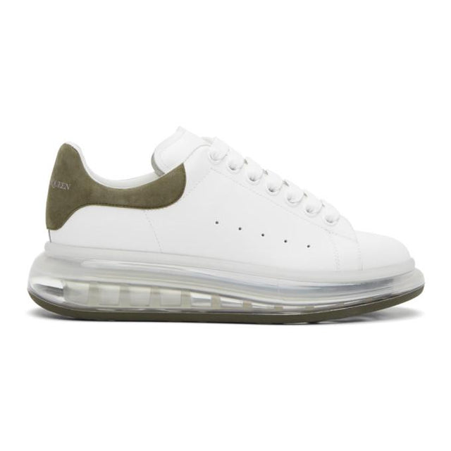 Alexander McQueen White and Khaki Clear Sole Oversized Sneakers
