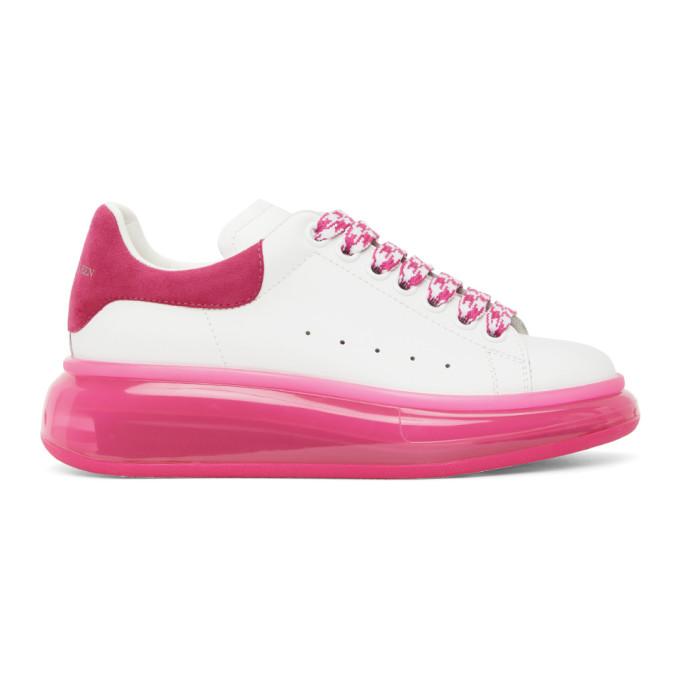 Alexander McQueen White and Pink Clear Sole Oversized Sneakers