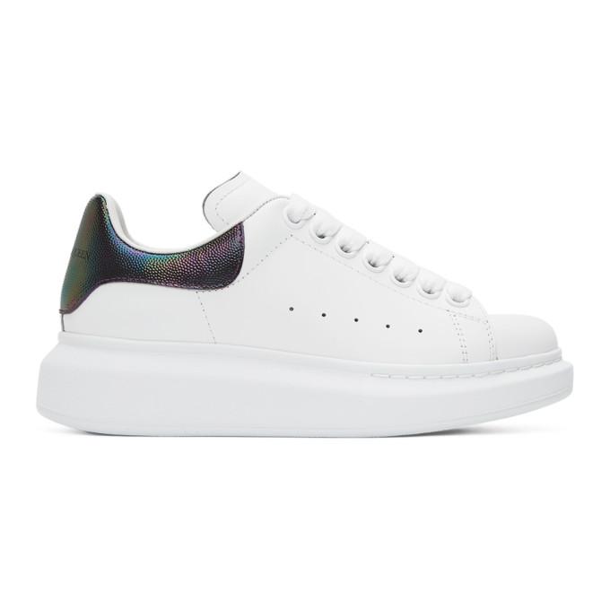 Alexander McQueen White and Purple Iridescent Oversized Sneakers
