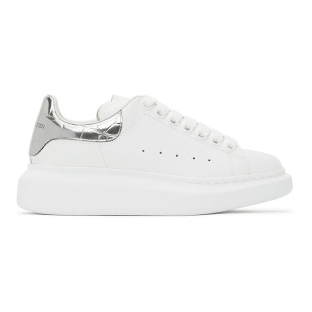 Alexander McQueen White and Silver Croc Oversized Sneakers