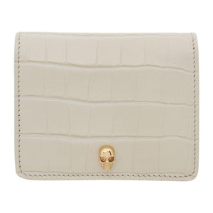 Alexander McQueen White Croc Skull Bifold Wallet