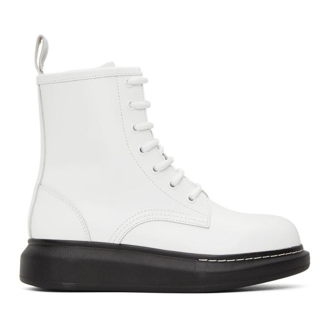 Alexander McQueen White Hybrid Lace-Up Boots