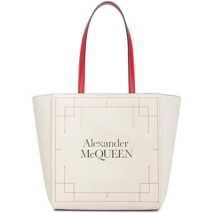 Alexander McQueen White Leather Signature Shopper Tote