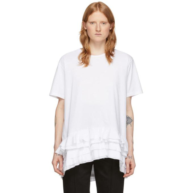Alexander McQueen White Ruffle T-Shirt