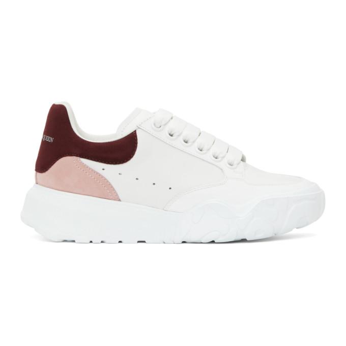 Alexander McQueen White Tricolor Court Sneakers