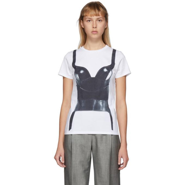 Alexander McQueen White Trompe LOeil Corset T-Shirt