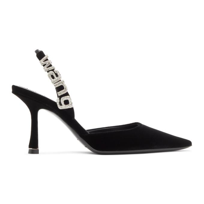 Alexander Wang Black Velvet Grace Slingback Heels