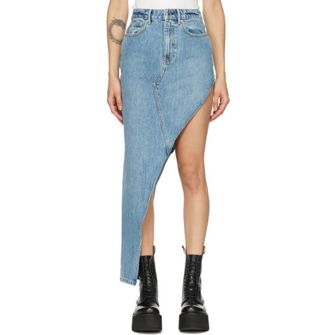 Alexander Wang Blue Denim Asymmetric Skirt