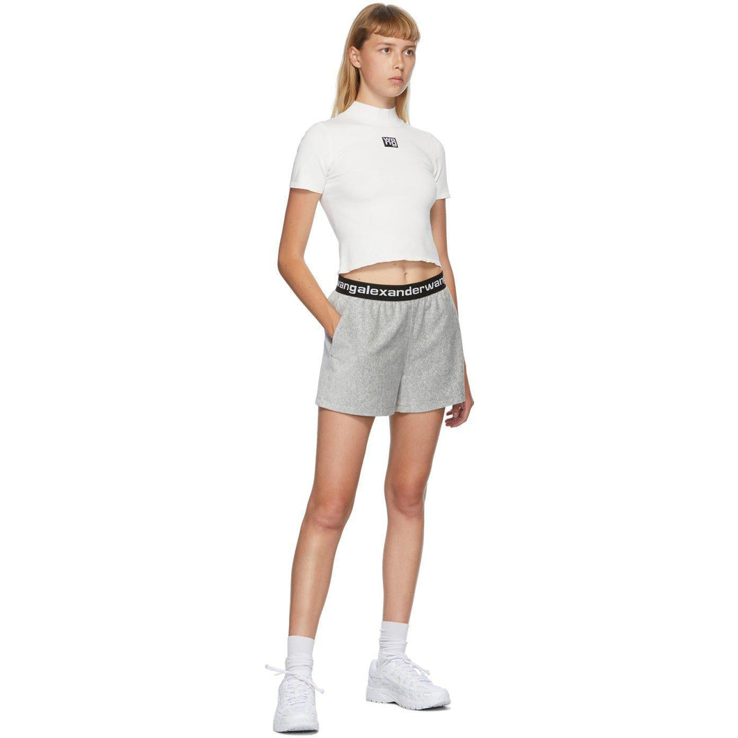 alexanderwang.t Grey Corduroy Logo Shorts - alexanderwang.t gris velours logo short - Alexanderwang.t 그레이 코듀로이 로고 반바지