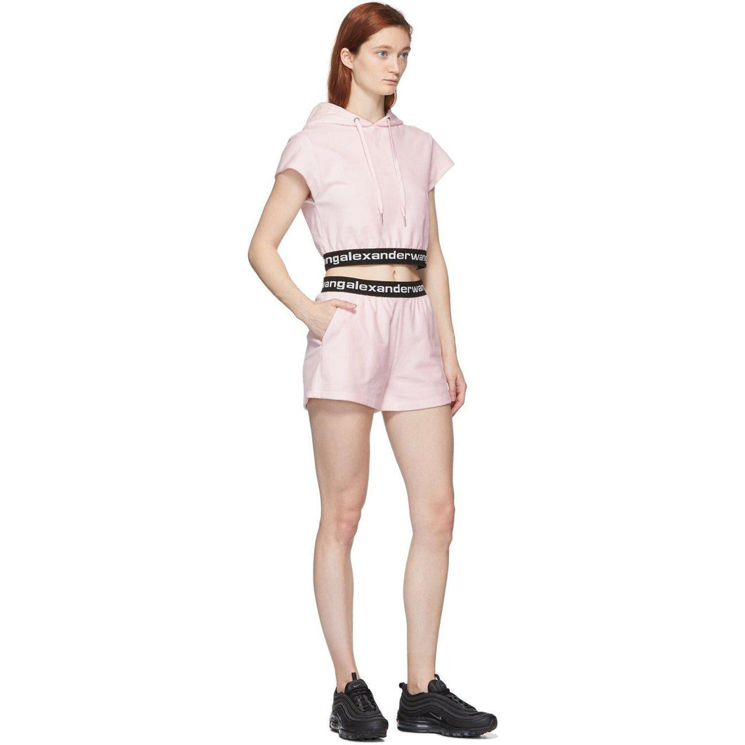 alexanderwang.t Pink Stretch Logo Shorts - alexanderwang.t shorts de logo stretch rose - alexanderwang.t 핑크 스트레치 로고 반바지