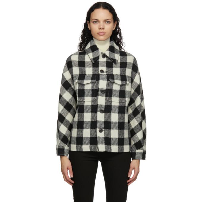 AMI Alexandre Mattiussi Black and White Wool Check Lumberjack Jacket