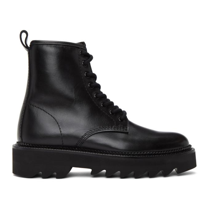AMI Alexandre Mattiussi Black Lace-Up Ankle Boots