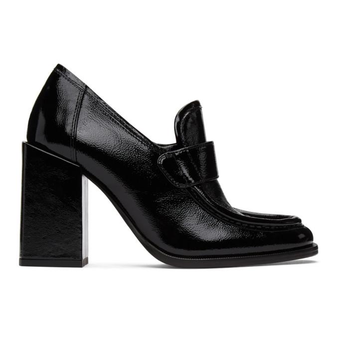 AMI Alexandre Mattiussi Black Leather Loafer Heels