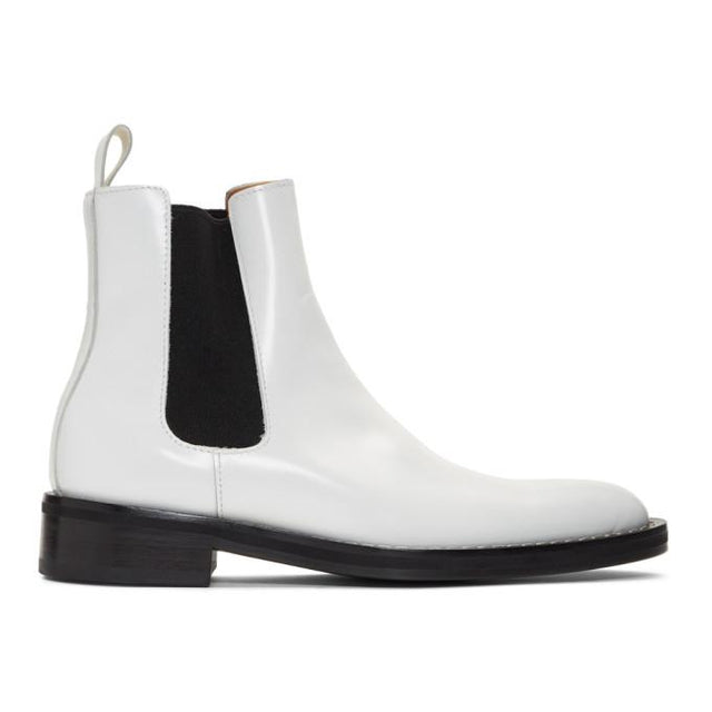 AMI Alexandre Mattiussi White Spazzo Chelsea Boots