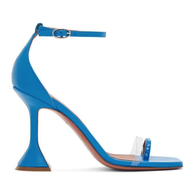 Amina Muaddi Blue Oya Heeled Sandals