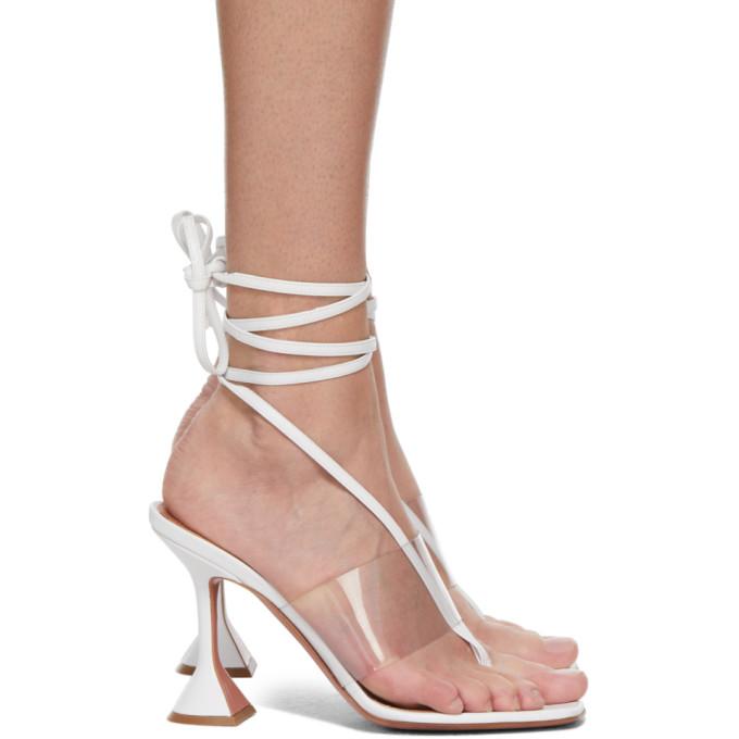 Amina Muaddi White Nappa Zula Sandals BlackSkinny