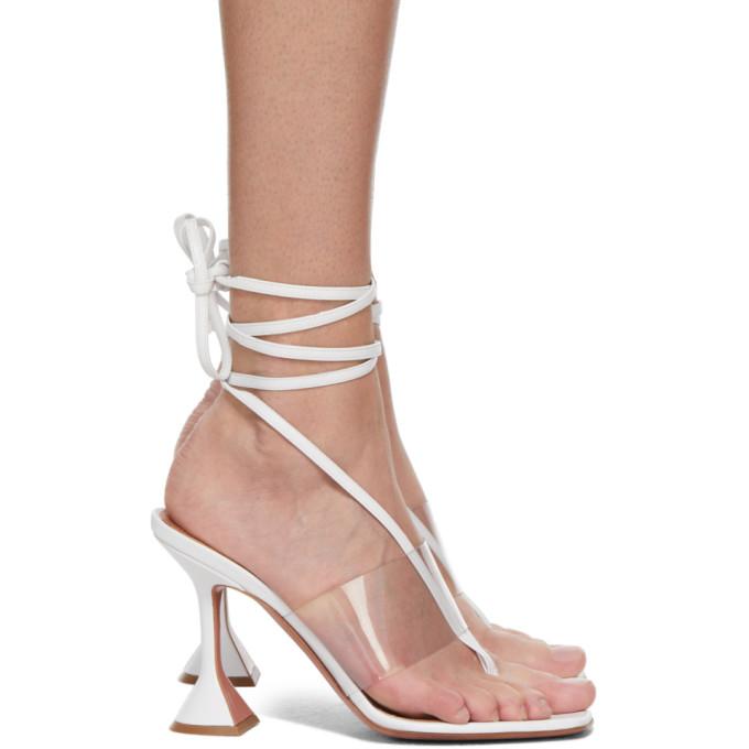Amina Muaddi White Nappa Zula Sandals