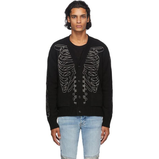 AMIRI Black Intarsia Skeleton Cardigan