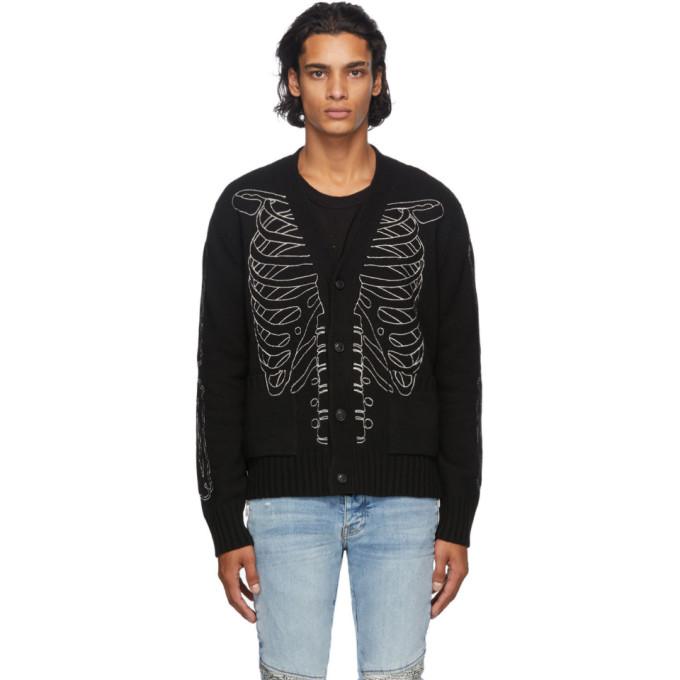 AMIRI Black Intarsia Skeleton Cardigan