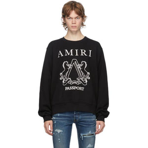 AMIRI Black Passport Crewneck Sweatshirt