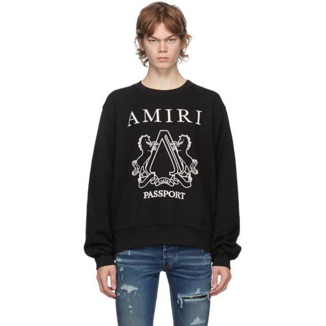 AMIRI Black Passport Crewneck Sweatshirt