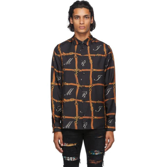 AMIRI Black Silk Belt Shirt