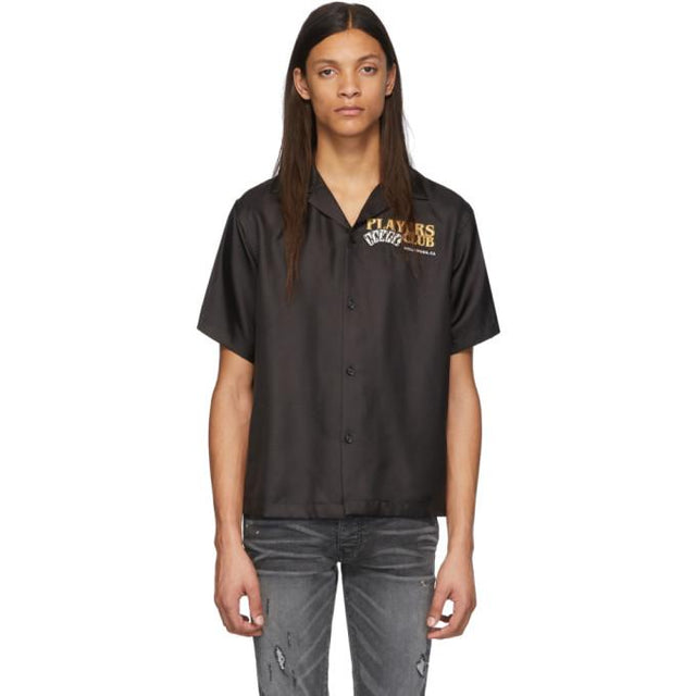 AMIRI Black Silk Players Club Bowling Shirt