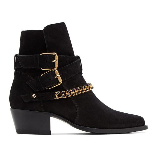 AMIRI Black Suede Jodhpur Chain Boots