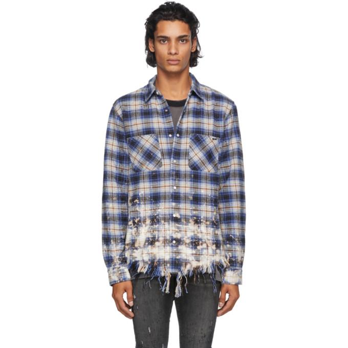 AMIRI Blue Bleached Flannel Shirt