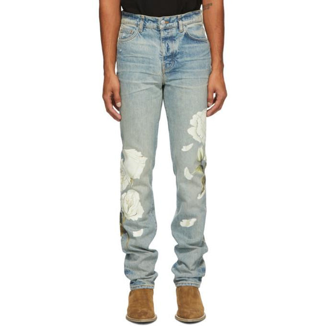 AMIRI Indigo Flower Painted Jeans