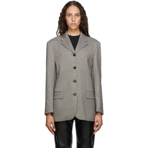 Andersson Bell Brown and Black Houndstooth Four-Button Blazer