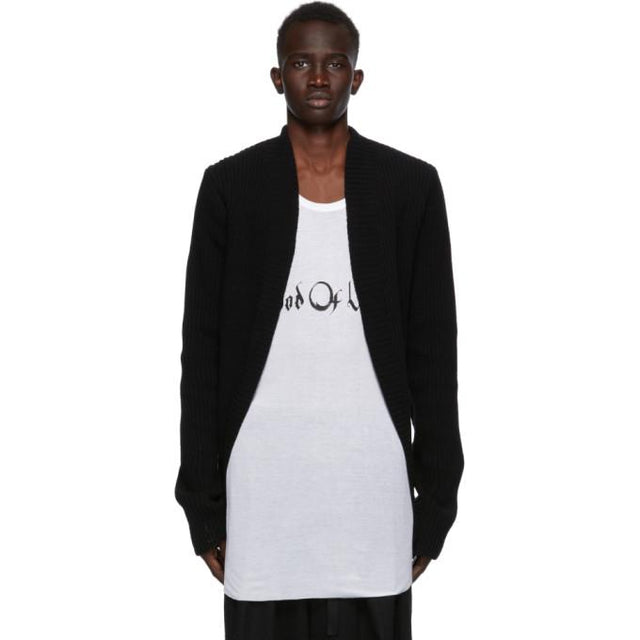 Ann Demeulemeester Black Rib Knit Cardigan