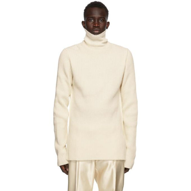 Ann Demeulemeester Off-White Wool Knit Turtleneck